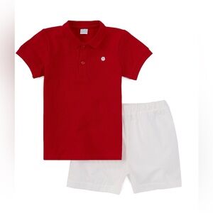 NWT Edgehill Collection Boys Short Sleeve Button Polo Shirt And Shorts Sz 6